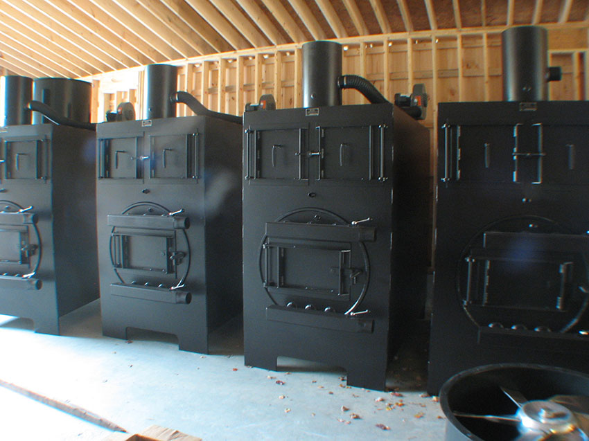 Wood waste fired shop heaters
